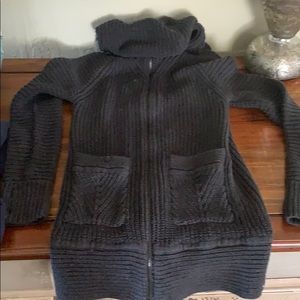 Dark brown pocket and hoodie sweater